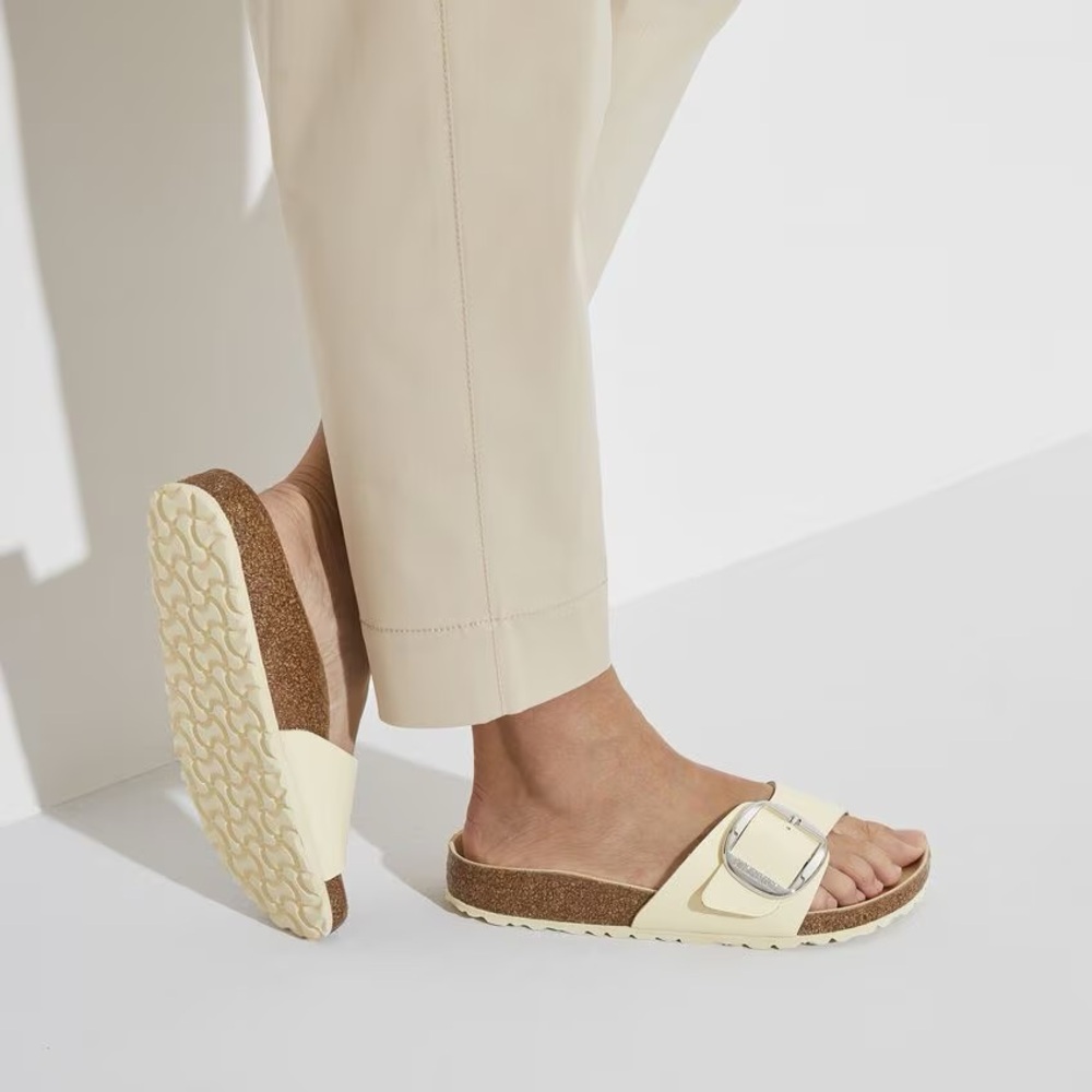 NWB Birkenstock Madrid Big Buckle Sandal High Shine Butter Yellow/Silver EU 40 - Picture 2 of 7